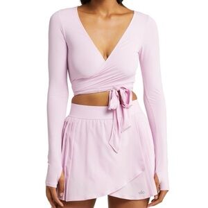 ALO YOGA Escalate Long Sleeve Wrap Crop Top